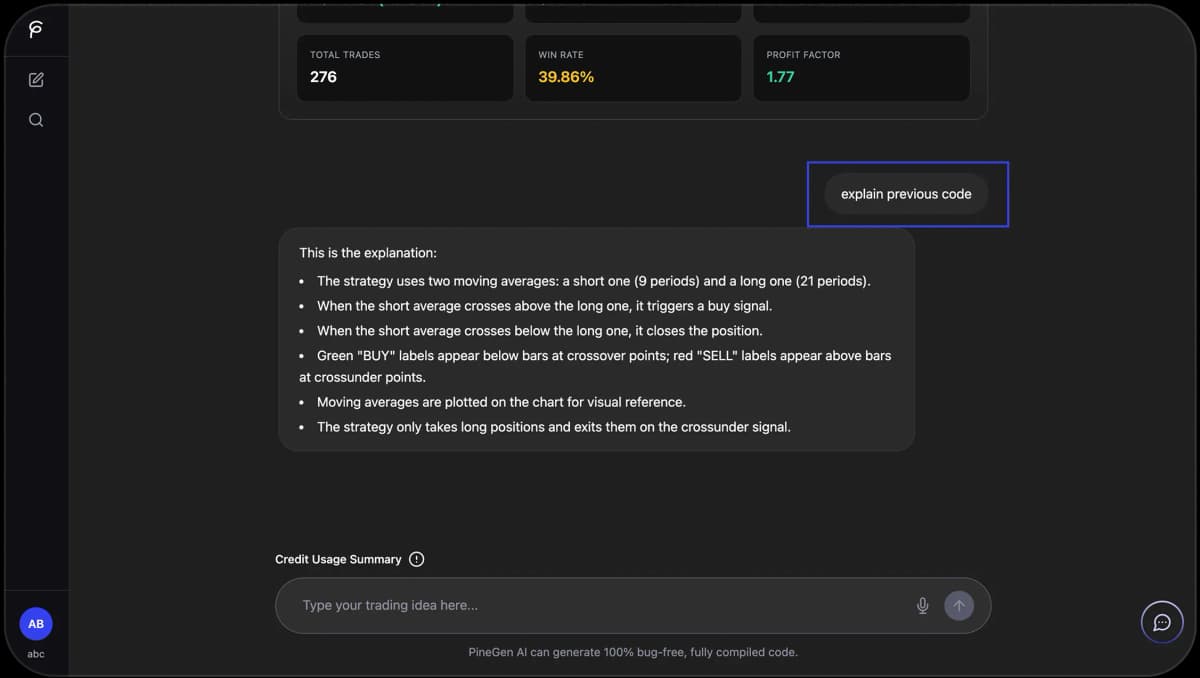 Code Explanation Feature